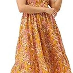 Women Cotton Lime Green Color Geometric Print Fit & Flared Dress with Shoulder Straps-10