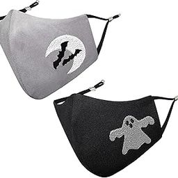 MASQ By Q-One Halloween 4 Layer Washable, Reusable, Size Adjustable, Anti-Bacterial (BFE>99%) Embroidered Cotton Cloth Face Mask Combo for Kids, Boys & Girls each with Lanyard, Ear Loops (7-12 Years)-16