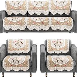 Kuber Industries (Set of 10) Stylish & Durable Cotton Sofa Covers 5 Seater | Washable Sofa Protector/Mat & Slipcover for Hall, Living Room & Office | Printed -Cream-image-18