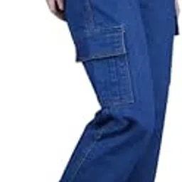comfits Women's Baggy Cargo Jeans, Regular Fit, Dark Blue, Wide Leg-picture-3
