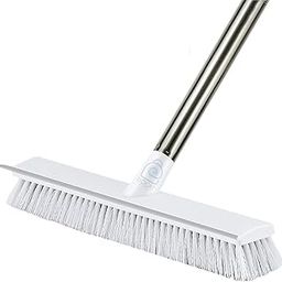 DOCAT 2 in 1 Bathroom Cleaning Brush with Wiper and Long Handle Floor Scrub Tiles Cleaning Brush for Home, Kitchen, Bathroom Cleaning Accessories, White, Stainless Steel-29