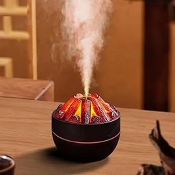 V21 Simulated Charcoal Fire Humidifier 300ML – Ultrasonic Aroma Diffuser with LED Flame Light, Quiet USB Cool Mist Humidifier for Home Bedroom Office Baby Room (Dark Wood Grain)-image-55