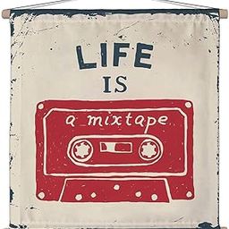 ArtzFolio Life Is A Mixtape Canvas Fabric Painting Tapestry | Scroll Art Hanging 18 x 18 inch (46 x 46 cms)-image-52
