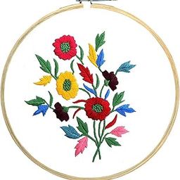 Wood Beginners Hand Embroidery Tutorial Diy Kit With 5 Different Types of Embroidery Stitches - 7 Items (Multicolor)-91