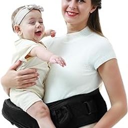 Luteti Baby Hip Carrier - New Ergonomic Bench Design, Multiple Pockets & Lumbar Support & Breathable Materials for Newborns & Toddlers, All Seasons & 4 Positions-image-18