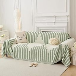 The Furnishing Tree Reversible Double Sided Chenille Sofa Cover, Anti-Slip Couch Cover, Comfy Sofa Towel for All Seasons, 3 Seater, Green-image-74