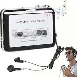 Portable Cassette Player/to MP3 Converter Capture Cassette Tape to MP3/CD Audio via USB –Converter Retro with Earphones, Compatible with Cell Phone Charger | USB Cable & User Manual Included-image-78