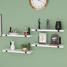 Kuber Industries 4 Pcs Set Wooden Wall Shelf for Bedroom | 16x5 Inch Floating Shelf Display Rack for Living Room Decor | Engineered Wood Hanging Shelves Rack for Home Decoration Items | White-image-71