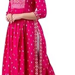Women's Printed Pink Naira Cut Kurta-picture-27