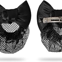 Sanas Hair Net For Women For Bun (1Pc) Juda Accessories For Women Secure Metal Clasp Bun Maker For Hair Style Accessories Satin Finish Bow Hair Clips For Woman Professional Barrette Clip (1Pc) (Black)-image-4