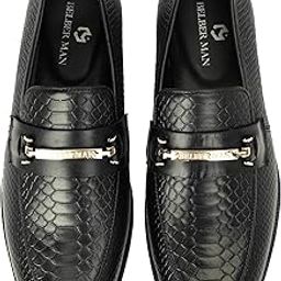 Luxury Slip-On Shoes Scaled Texture with Signature Gold Detailing-image-41