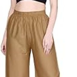 Women's Rayon Jumbo Size Palazo Pants with Pockets, Stylish Palazzo for Kurti, Tunic, Women's Relaxed Fit Mid Rise Palazzo-Dark Beige-image-74
