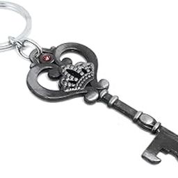 Aura Imported Key Shaped Bottle Opener Key Ring Full Metal Grey Key Chain-15