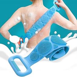 Mahganya Silicone Body Back Scrubber, Double-Sided Bath Brush with Massage Bumps, 70 x 10 cm,-picture-51