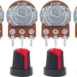 Electronic Spices 10k 3Pin D Shaft Potentiometer Volume Pot 10K with Knob for Multiple Applications (Pack of 4)-3