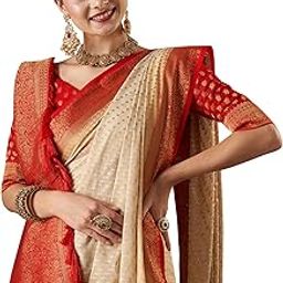 Women's Georgette Banarasi Silk Saree with Unstitched Blouse Piece-picture-21