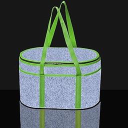 GREEN DECOR Non Woven Fabric Cute Oval Shape Diaper Caddy Bag with Handle & Zip Lock for Smart Mothers Baby Diaper Caddy Wipes Felt Storage Organizers,Foldable and Portable (Grey&Parrot- 15X10X9 Inch)-image-88