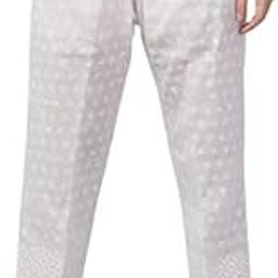 Women's Regular Fit Cotton Blend Full Chikankari Pant for Women-image-7