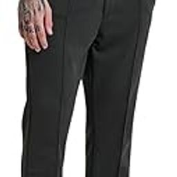 Men Mid Rise Trousers | Regular Fit Pleated Front Textured Design | Polyester Blend & Medium-Stretch Fabric for Casual & Formal Wear-picture-32
