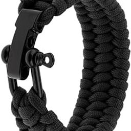 IVELECT Unisex Survival Outdoor Buckle Rope Paracord Bracelet Shackle 20X3Cm Black-17