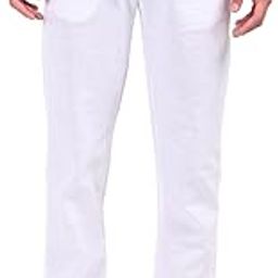 Mens Relaxed Linen Cargo Pants with Multi Pockets | Colour : White |Size : 30-image-28
