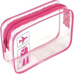 Clear Travel Toiletry Bag TSA Approved Quart Size Travel Bag Airport Carry on Liquid Bag Cosmetic Pouch Clear Shower Bag Transparent Toiletries Bag (Pink)-image-7