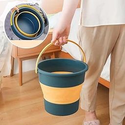 Zollyss, Foldable Bucket for Bathroom Cleaning 10 Litre, Car Wash, Foot Soak Hot/Cold Water, Small Yellow Blue-image-99