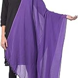 Women's Cotton Plain Dupatta Purple Large Long Lightweight Shawl Fashion Scarves-picture-24