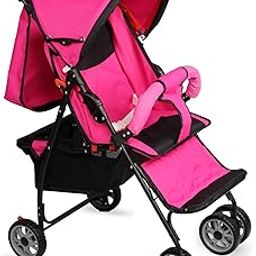 Dumbledo Premium Stroller: Ensuring Baby's Safety and Comfort with 5-Point Harness, Anti-Fold Safety Lock, Sturdy, Adjustable Footrest, Sun Canopy, Large Storage Basket, and Pink Mattress-picture-29