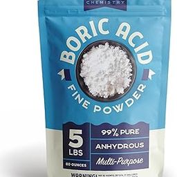 5 Pounds Boric Acid Fine Powder - 99.9% Pure Fine Powder - Highly Effective Multi-Purpose Anhydrous 5 Pound Bag - Industrial Grade Strength-12