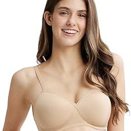 FE40 Women's Wirefree Padded Super Combed Cotton Elastane Stretch Full Coverage T-Shirt Bra with Cross Over Fit and Adjustable Straps-picture-48