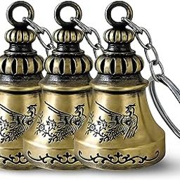 Combo of 3 Guardian Bell For Bike Keychain | Good Luck Charm for Bike, Car, Home | Tibetan Style Antique Copper Key Chain for Positive Energy & Protection | Combo of 3 Golden Guardian Bell-14