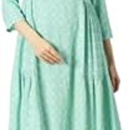 Sea Green Printed Rayon Dress with Side Gathers-picture-6