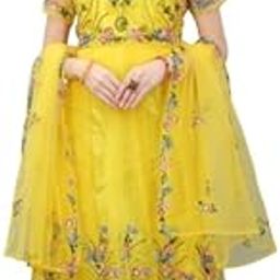 Women's Net Embroidered Semi-Stitched Gown (Rangoli-New)-image-72