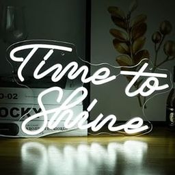 SG PRINT Time To Shine Neon Sign White Led Sign Time To Shine Neon Lights Decor for Lover Dimmable Letter Neon Wall Signs USB Powered with Switch Neon Signs for Wall Decor Party Wedding（16.5’’X10.2’’）-image-93
