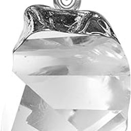 925 Silver Natural Raw Gemstone Rough Cut Pendant| 92.5 Sterling Silver & Stunning Shine | Lovely Gift for Women - Clear Quartz-image-92
