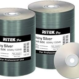 200 Pack Ritek Pro (Professional Grade) CD-R 52X 700MB Shiny Silver Lacquer Silk Screen Printable Blank Media Recordable Disc-image-37