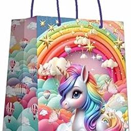 Gift N Greet Unicorn Printed Party Favor Bag (Pack Of - 20) Medium Size Bag (26 * 10 * 32 CM.) 230 GSM Thick Paper Quality & Matte Finish Carry Bag For Festivals, Season's Greetings, Wedding-image-76