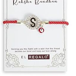 Name Initials Evil Eye Bracelet Rakhi for Brother- Name Letter CZ Rakhi with Roli Chawal, Message Card in Rakshabandhan Box for Bhai-image-55