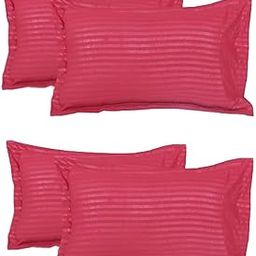 House Fox Handloom Zipper Cotton Pillow Covers with Zip Closure/Cases/Protectors (NOT Pillow) Set of 2 Pair Or 4 Pcs,Size -18x28inch with Zip/Chain (Standard, Dark Pink)-image-25