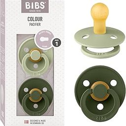 BIBS Colour Natural Rubber Baby Pacifier - Round & Soft Nipple, Gentle Shield Prevents Skin Irritation & Moisture Buildup, 100% Food Grade, BPA Free Soother, 0-6 Months, Pack of 2, Sage & Hunter Green-29