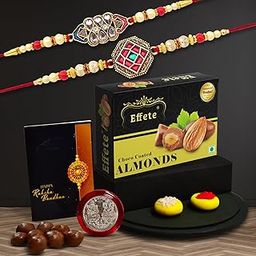DeoDap Rakhi (K2_420+421_CA32) & Chocolate Almonds 32gm| Rakhi for brother with gift | handmade rakhi |rakhi combo for brother | stylish rakhi for brother | Set of 2 Rakhi |-20