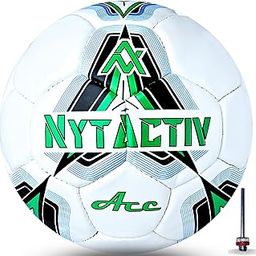 NytActiv Leather Ace Football Size 5 Official Match Quality Foot Ball for Concrete Grass Water Turff Indoor Outdoor Practice Playing for Men Women Kids No 5., Multicolor-image-97