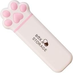 Cute Cat Paw Travel Pill Box, Slim Moistureproof Pill Organizer, Kawaii Small Daily Vitamin Case, Adorable Trinket Jewelry Organizer, Stylish Pill Case 3 Compartments (Pink)-image-63