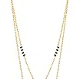 Quilla Mangalsutra | Stainless steel | Dual-Layer Gold-Tone Chain with Solitaire CZ Accents & Black Beads | Elegant Fusion Style-image-90