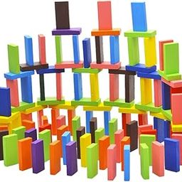 Toyshine 120 Pcs 12 Color Wooden Dominos Blocks Set, For Kids Board Game Educational Play Toy, Domino Racing Toy Game-32