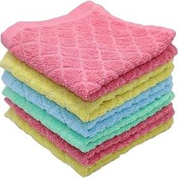 DRAAMAURA Pure Cotton Printed (Pack 12) Small Size Face Towel/Rumal - 400 GSM/Extra Soft and Super Absorbent Face Towels for Women, Kids, and Newborn Babies (25x25 cm) - Multicolour-image-89
