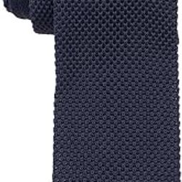 Solid Navy Blue Knitted Necktie For Men-image-85