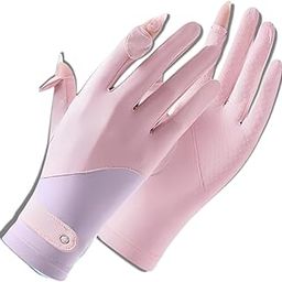 Ahamo UV Protection Cooling Motorbike Gloves for Women - Breathable Fingerless Scooty Gloves with Non-Slip Grip | Summer Riding & Outdoor Sports (Pink-Purple, One Size)-image-30