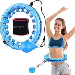 HENIRAG® Fitness Weighted Hula Circle for Adults Weight Loss, Infinity Fitness Hoop Plus Size 52 Inch with Sweat Belt, Include 24 Detachable Links and Waist Trainer for Women (Design-2)-image-14